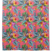 Tropische paradijsvogel & orchideeëntuin douchegordijn (Voorkant)