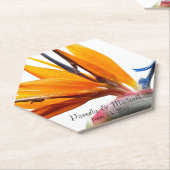 Tropische Paradijsvogel Plant Floral Wedding Kartonnen Onderzetters (Schuin)