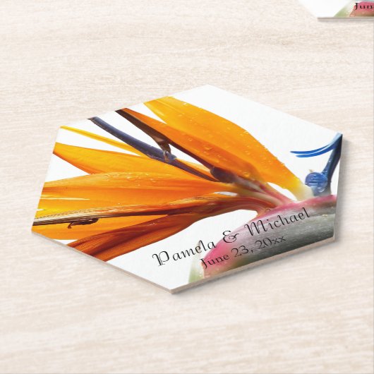 Tropische Paradijsvogel Plant Floral Wedding Kartonnen Onderzetters (Schuin)