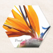 Tropische Paradijsvogel Plant Floral Wedding Kartonnen Onderzetters (Voorkant)