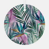 Tropische paradijsvogel, waterverf glas ornament (Achterkant)