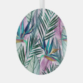 Tropische paradijsvogel, waterverf glas ornament (Voorkant Rechts)