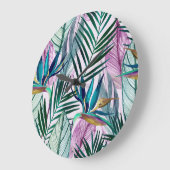 Tropische paradijsvogel, waterverf grote klok (Hoek)