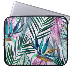 Tropische paradijsvogel, waterverf laptop sleeve