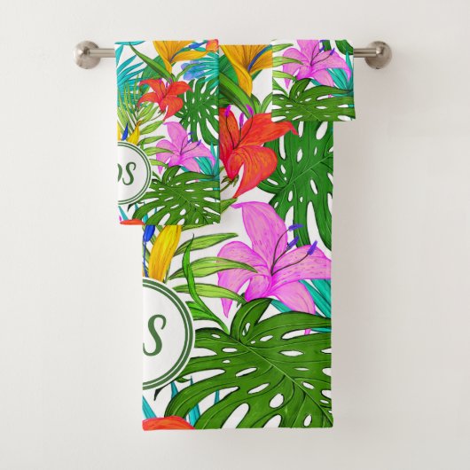 Tropische paradijzen en Flora - Monogram Bad Handdoek (Insitu)