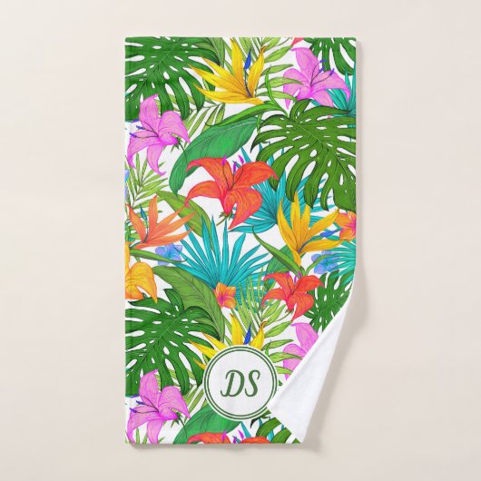 Tropische paradijzen en Flora - Monogram Bad Handdoek (Handdoek)