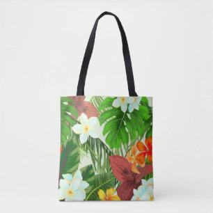 Tropische Paradise Colorful Flowers and Leaves Tote Bag