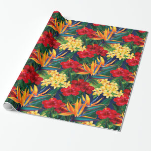 Tropische paradise Hawaiian Floral Allover Print Cadeaupapier