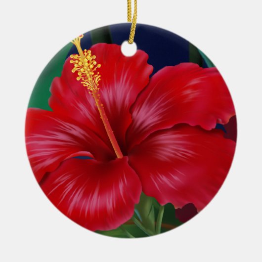 Tropische paradise Hibiscus Ornaments Keramisch Ornament (Voorkant)