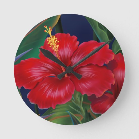 Tropische paradise Hibiscus Wall klokken (Voorkant)
