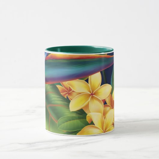 Tropische paradise Plumeria Two-Tone Hunter Mok (Midden)