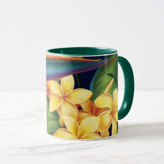 Tropische paradise Plumeria Two-Tone Hunter Mok (Voorkant rechts)