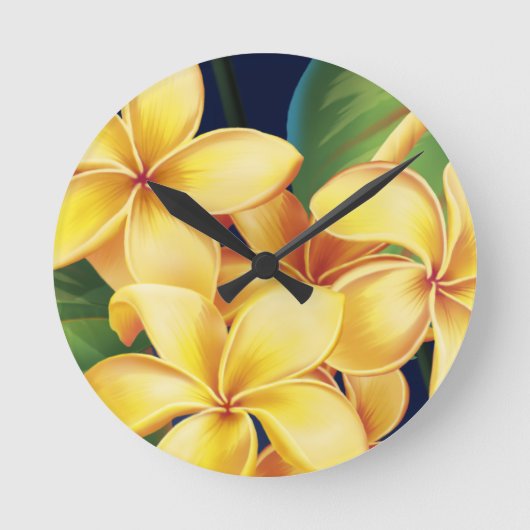 Tropische Paradise Plumeria-wandklokken Ronde Klok (Voorkant)