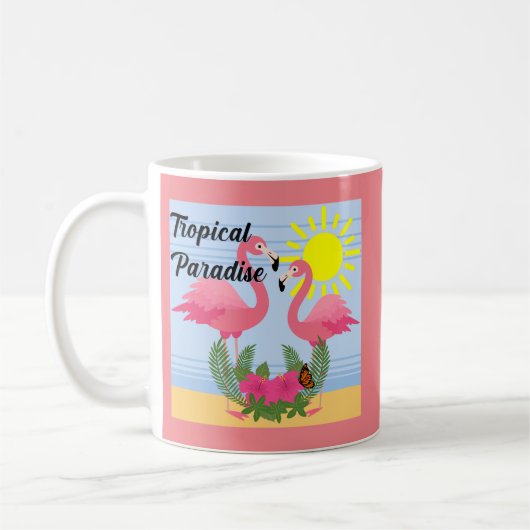 Tropische paradise roze flamingo - Klassieke Mok (Links)