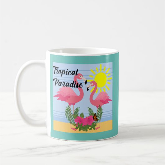 Tropische paradise roze flamingo - Klassieke Mok (Links)