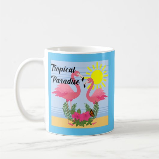 Tropische paradise roze flamingo - Klassieke Mok (Links)