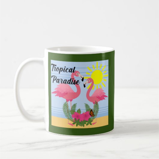 Tropische paradise roze flamingo - Klassieke Mok (Links)