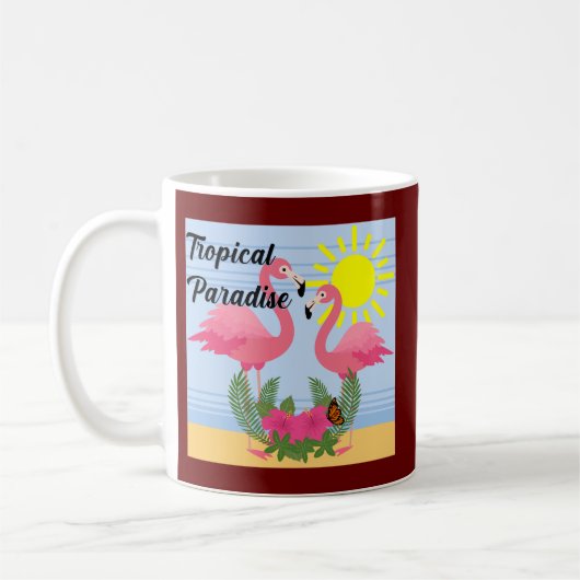 Tropische paradise roze flamingo - Klassieke Mok (Links)