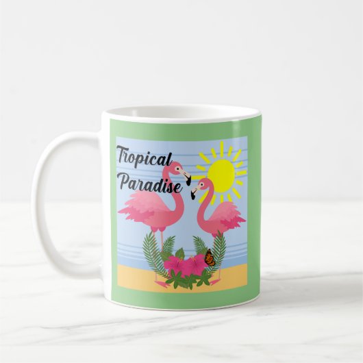 Tropische paradise roze flamingo - Klassieke Mok (Links)