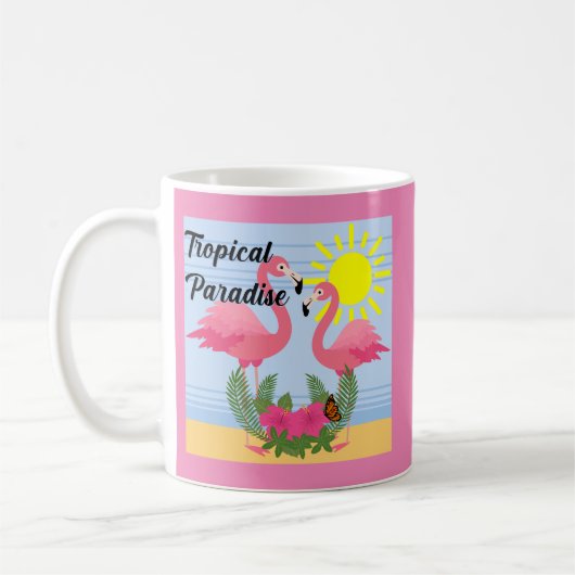 Tropische paradise roze flamingo - Klassieke Mok (Links)