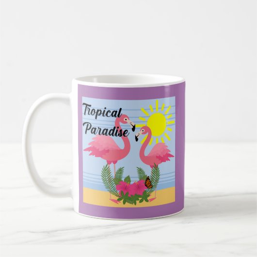 Tropische paradise roze flamingo - Klassieke Mok (Links)