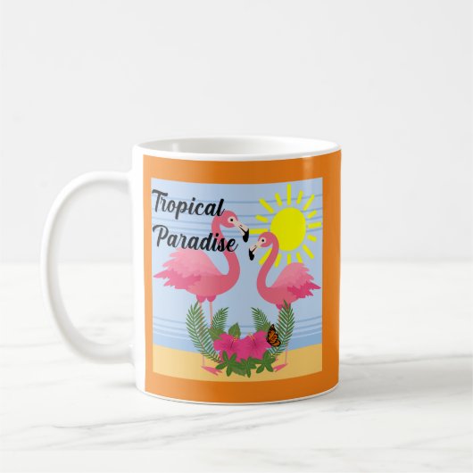 Tropische paradise roze flamingo - Klassieke Mok (Links)