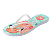 Tropische paradise roze flamingos met monogram teenslippers (Schuin)
