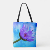 Tropische paradise Square Paars Blue Text Tote Bag (Achterkant)