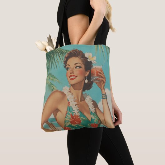Tropische Paradise Vibes Tote Bag (Dichtbij)