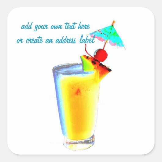 Tropische paraplu cocktails vierkante sticker (Voorkant)