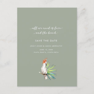 Tropische Parrot Beach Bruiloft Save the Date Aankondigingskaart