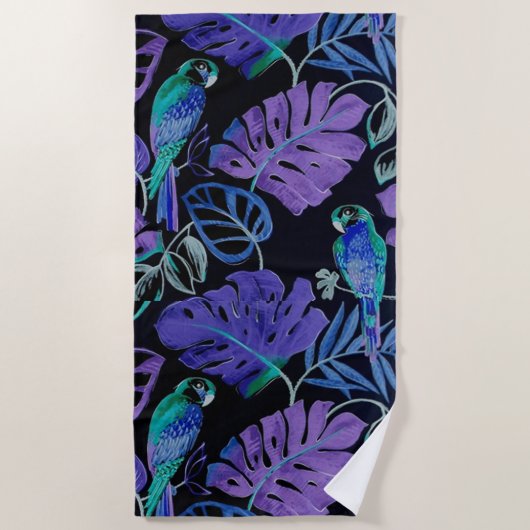 Tropische Parrot Paradise Beach Towel Strandlaken (Voorkant)
