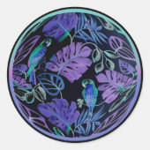 Tropische parrot Paradise Round Stickers (Voorkant)