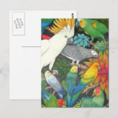 Tropische parrots en Bromeliads Briefkaart (Voorkant / Achterkant)