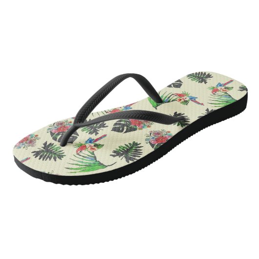 Tropische parrots en Floral Pattern Teenslippers (Schuin)