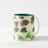 Tropische parrots en Floral Waterverf Pattern Tweekleurige Koffiemok (Voorkant rechts)