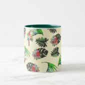 Tropische parrots en Floral Waterverf Pattern Tweekleurige Koffiemok (Center)