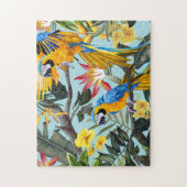 Tropische parrots en palmen legpuzzel (Verticaal)