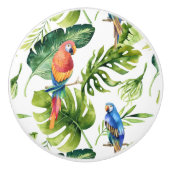 Tropische parrots en palmkoastal Living Design Keramische Knop (Voorkant)
