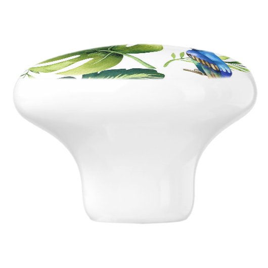 Tropische parrots en palmkoastal Living Design Keramische Knop (Zijkant)