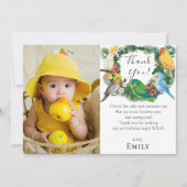 Tropische parrots Exotic Greenery Birthday Foto Bedankkaart (Voorkant)