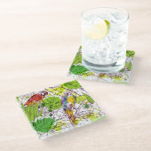 Tropische parrots glazen onderzetter (Schuin)