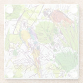 Tropische parrots glazen onderzetter (Achterkant)