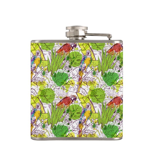 Tropische parrots heupfles (Achterkant)