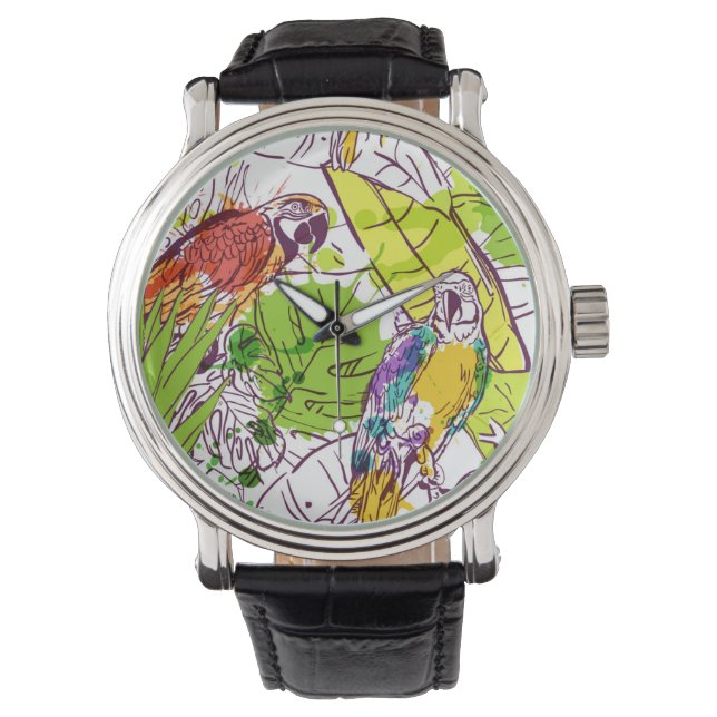Tropische parrots horloge (Voorkant)