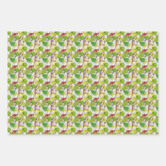 Tropische parrots inpakpapier vel (Voorkant)