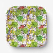 Tropische parrots papieren bordje (Voorkant)