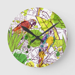 Tropische parrots ronde klok