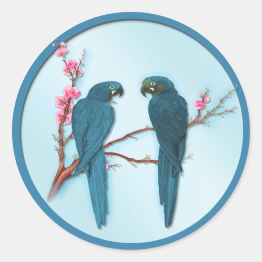 Tropische parrots ronde sticker (Voorkant)