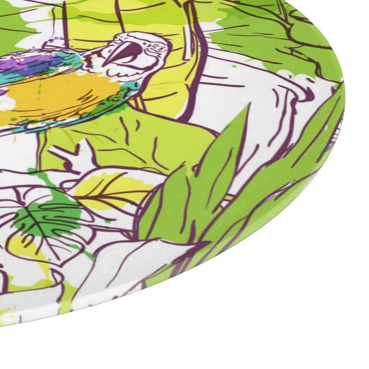 Tropische parrots snijplank (Hoek)